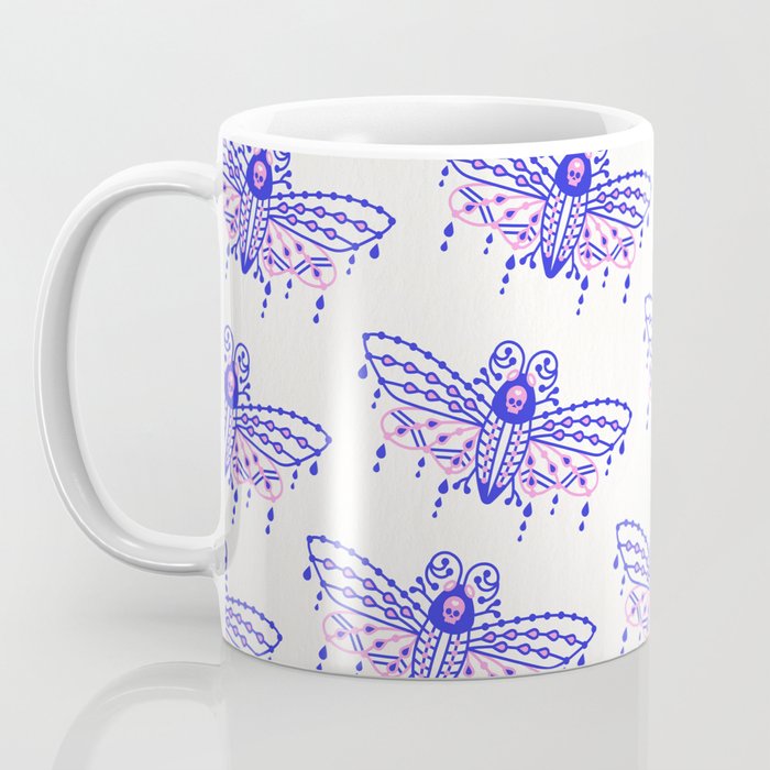 Death's Head Hawkmoth - Indigo & Pink Palette Coffee Mug Gallery Image 3