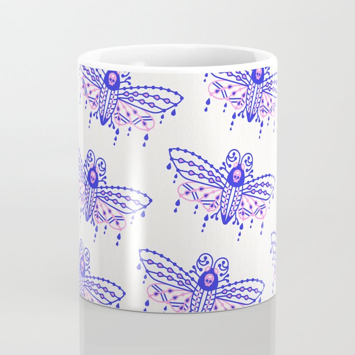 Death's Head Hawkmoth - Indigo & Pink Palette Coffee Mug Gallery Image 4