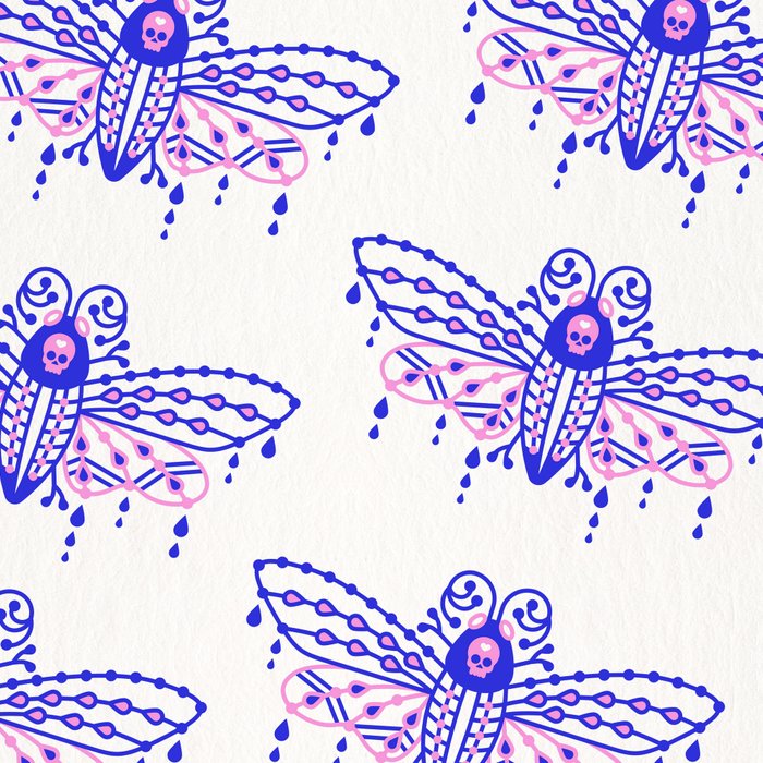 Death's Head Hawkmoth - Indigo & Pink Palette Coffee Mug Gallery Image 2