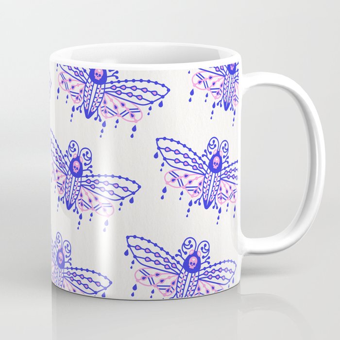 Death's Head Hawkmoth - Indigo & Pink Palette Coffee Mug Gallery Image 1