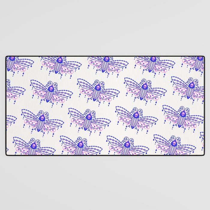 Death's Head Hawkmoth - Indigo & Pink Palette Desk Mat Gallery Image 3