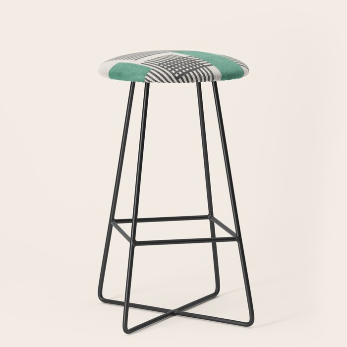 Stripes and Square Green Composition - Abstract Stool Gallery Image 1