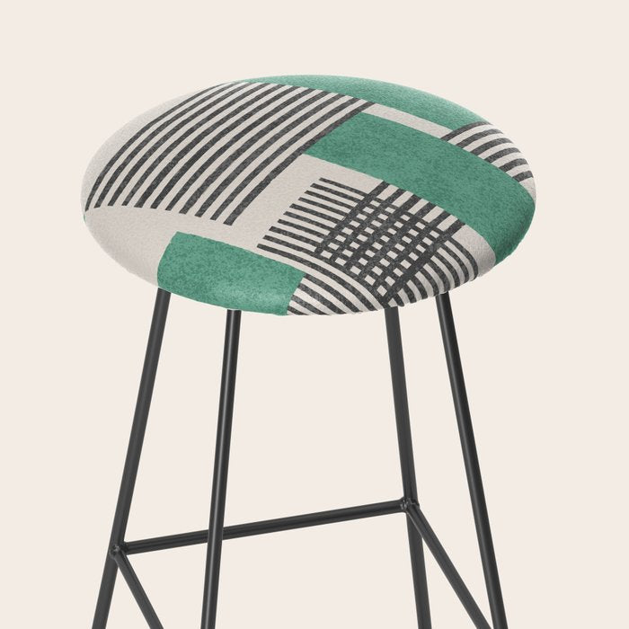 Stripes and Square Green Composition - Abstract Stool Gallery Image 2