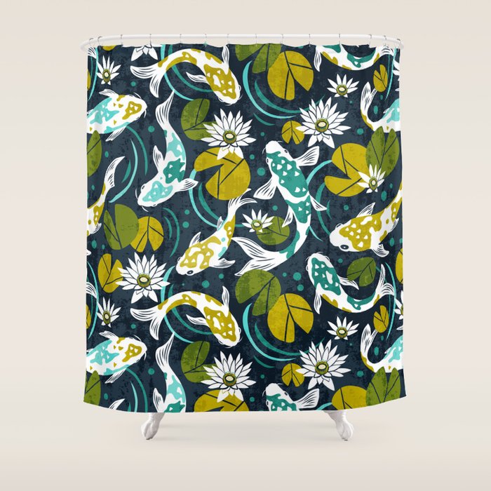 Koi Pond - Green Shower Curtain Gallery Image 1