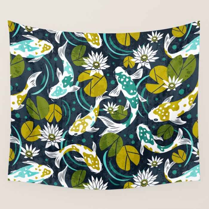 Koi Pond - Green Wall Tapestry Gallery Image 1