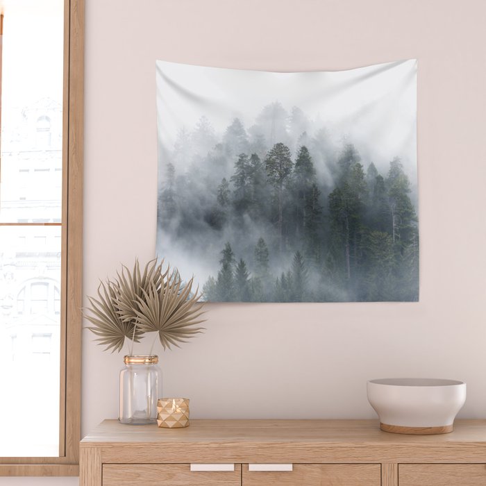Redwood National Park Forest Fog Wall Tapestry Gallery Image 2