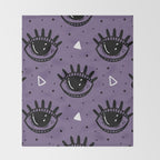 Mystic Eyes, Halloween, Purple Throw Blanket Gallery Image 2