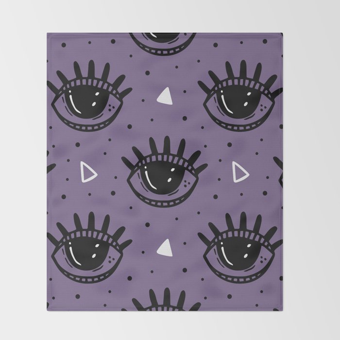 Mystic Eyes, Halloween, Purple Throw Blanket Gallery Image 2
