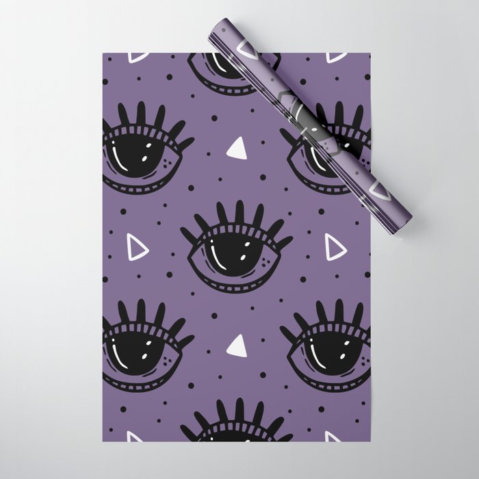 Mystic Eyes, Halloween, Purple Wrapping Paper Gallery Image 1