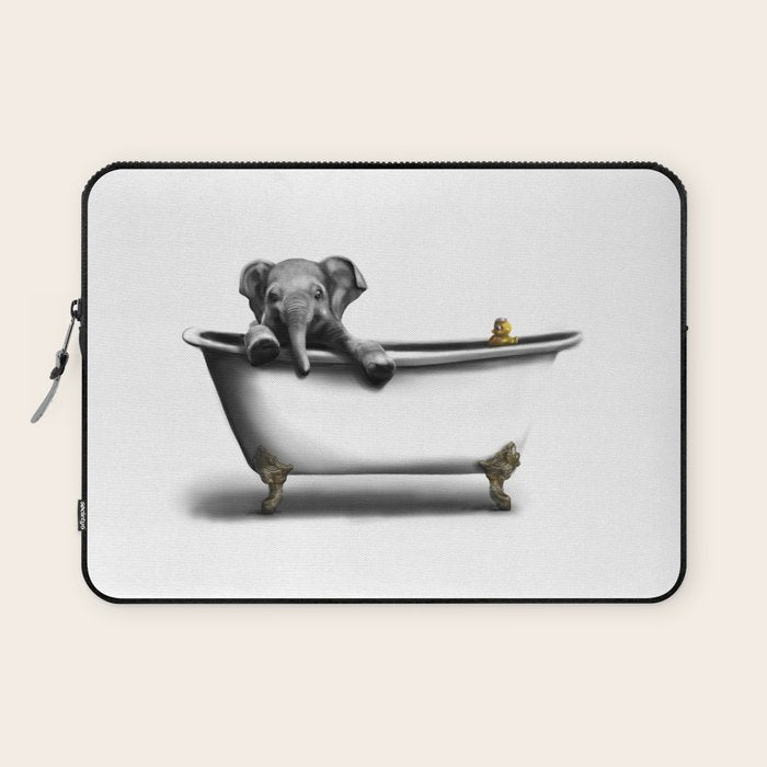 Elephant in Bath Laptop Sleeve Gallery Image 1