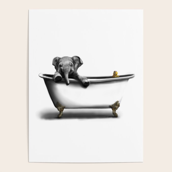 Elephant in Bath Poster Gallery Image 4
