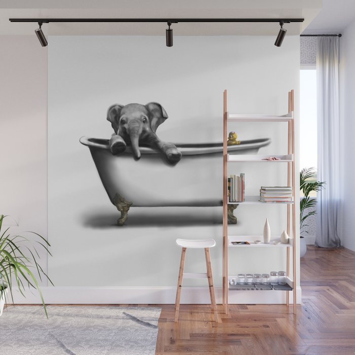 Elephant in Bath Wall Mural