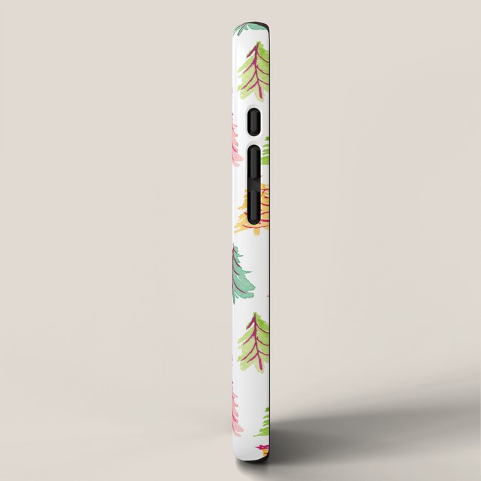 Colorful Vintage Bottlebrush Christmas Trees iPhone Case Gallery Image 2