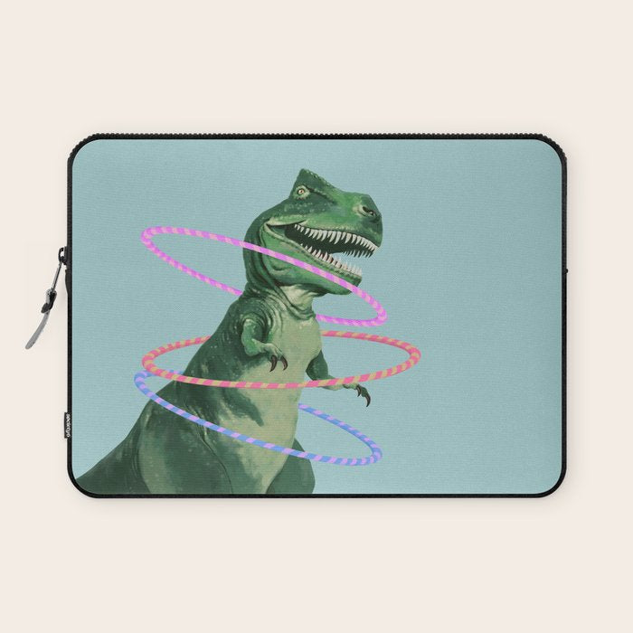 T-Rex the Hula Dancer in Green Laptop Sleeve Gallery Image 1