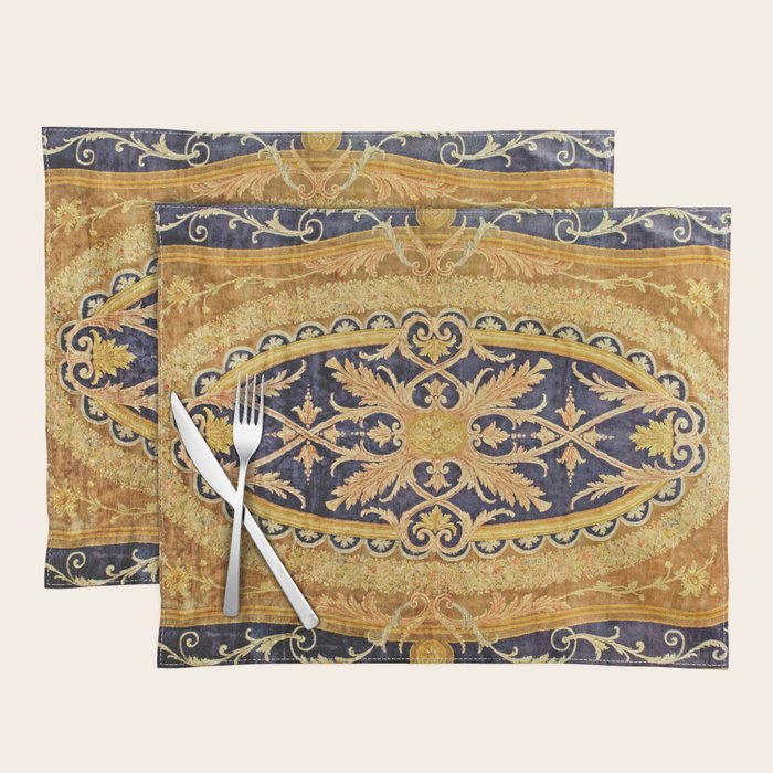 Antique French Savonnerie Aubusson Rug Print Placemat Gallery Image 1
