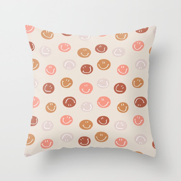 Be Happy! Pink & Orange Throw Pillow Gallery Image 1