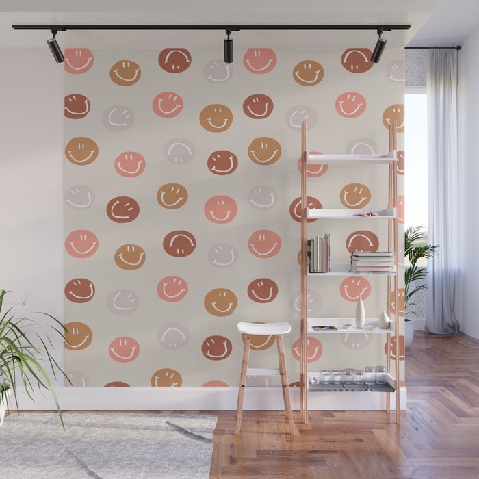 Be Happy! Pink & Orange Wall Mural Gallery Image 1