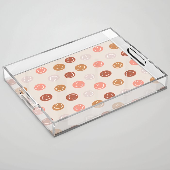Be Happy! Pink & Orange Acrylic Tray Gallery Image 1