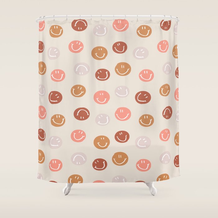 Be Happy! Pink & Orange Shower Curtain Gallery Image 1