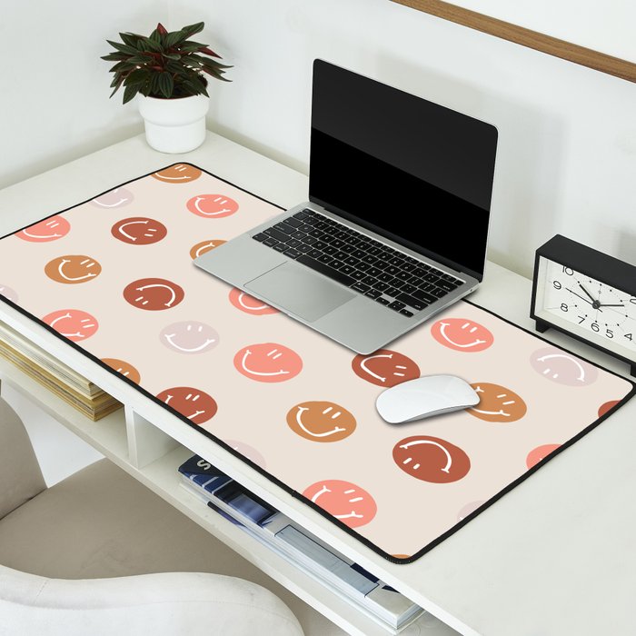 Be Happy! Pink & Orange Desk Mat Gallery Image 2