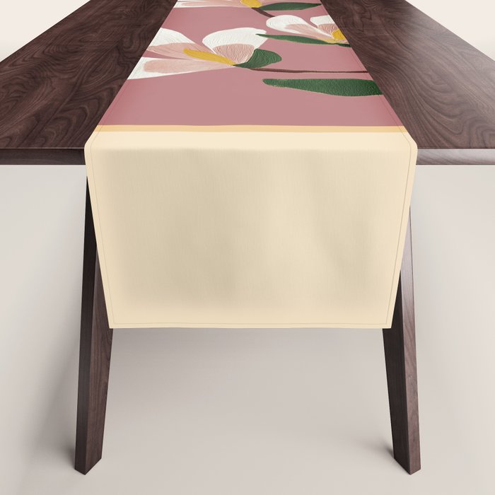 Pink Magnolia Flowers Table Runner Gallery Image 1