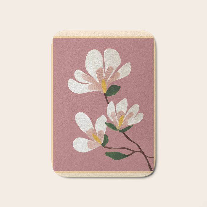 Pink Magnolia Flowers Bath Mat Gallery Image 1