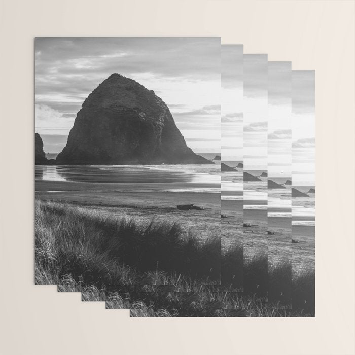 Cannon Beach Sunset - Black and White Nature Photography Wrapping Paper Gallery Image 3