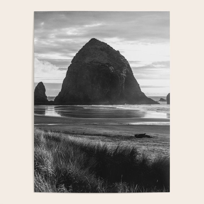 Cannon Beach Sunset - Black and White Nature Photography Poster Gallery Image 1