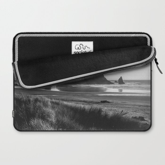 Cannon Beach Sunset - Black and White Nature Photography Laptop Sleeve Gallery Image 2