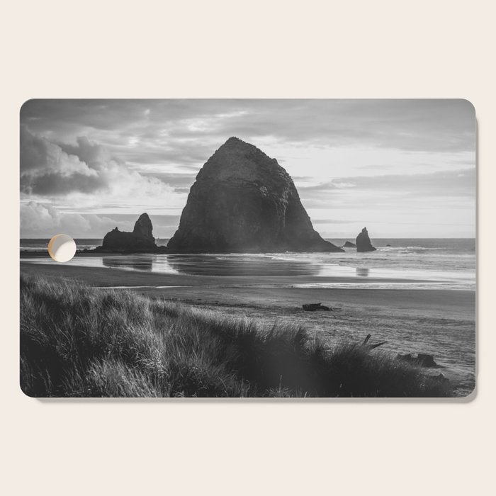 Cannon Beach Sunset - Black and White Nature Photography Cutting Board Gallery Image 1