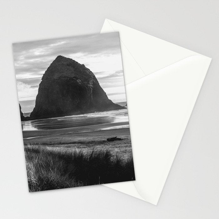 Cannon Beach Sunset - Black and White Nature Photography Stationery Card Gallery Image 2