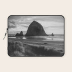 Cannon Beach Sunset - Black and White Nature Photography Laptop Sleeve Gallery Image 1