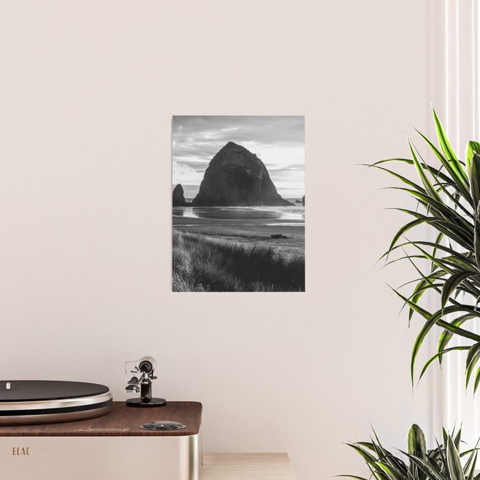 Cannon Beach Sunset - Black and White Nature Photography Poster Gallery Image 2