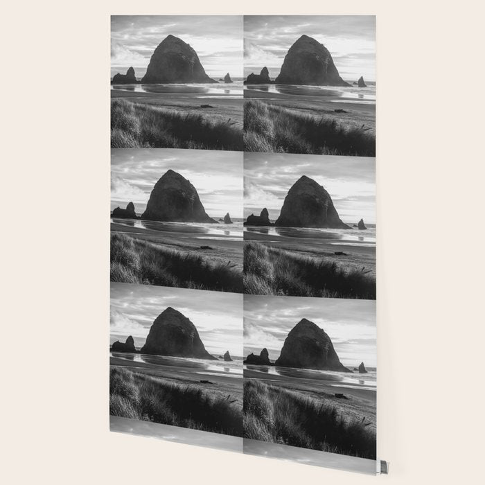 Cannon Beach Sunset - Black and White Nature Photography Wallpaper Gallery Image 2