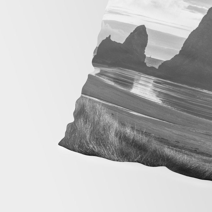 Cannon Beach Sunset - Black and White Nature Photography Pillow Sham Gallery Image 4