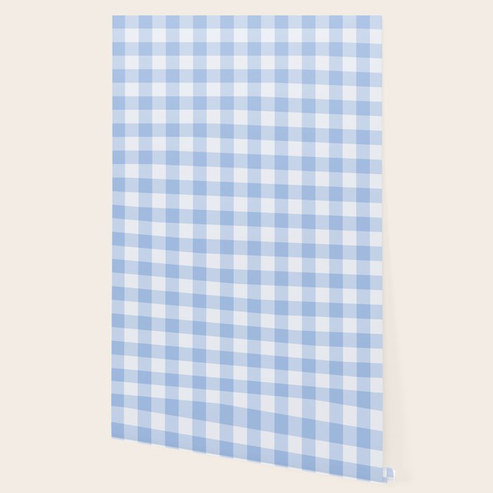Gingham Plaid Pattern - Natural Sky Blue Wallpaper Gallery Image 2