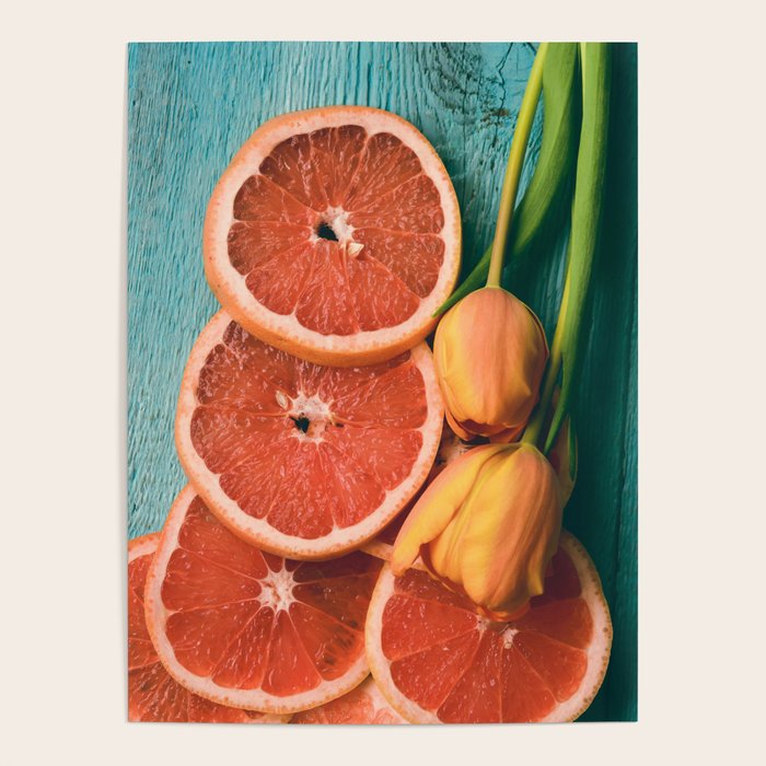 Grapefruit and Tulips Poster Gallery Image 1