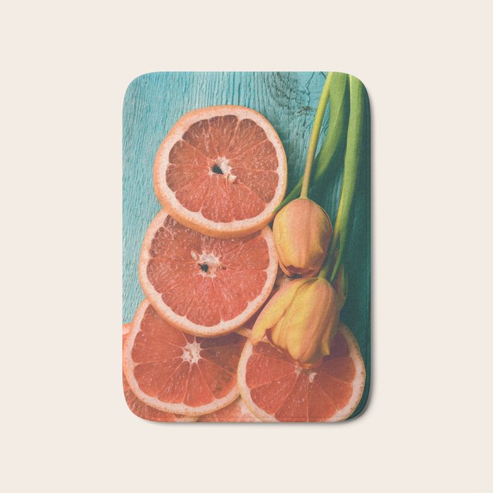 Grapefruit and Tulips Bath Mat Gallery Image 1
