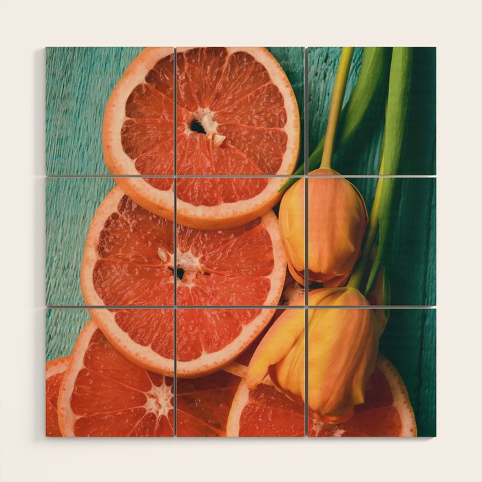 Grapefruit and Tulips Wood Wall Art Gallery Image 1