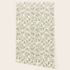 Abstract Leaves Print, Ivory and Green Wallpaper Gallery Image 2