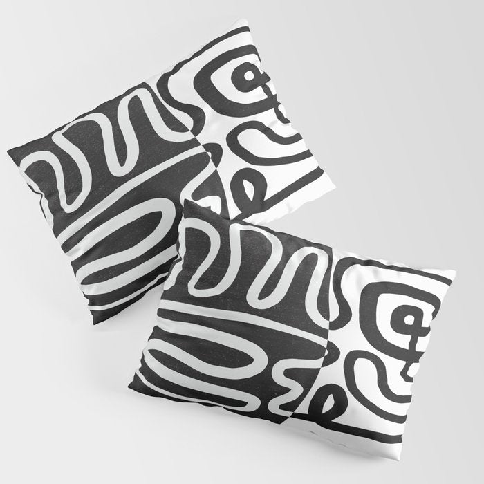 ABSTRACTION 01 | Black and White Abstract Series Pillow Sham Gallery Image 3