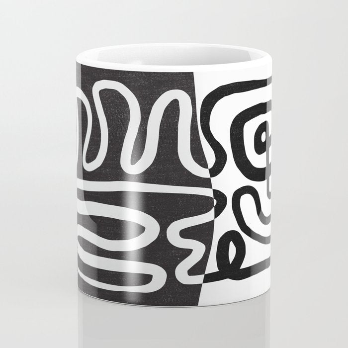 ABSTRACTION 01 | Black and White Abstract Series Coffee Mug Gallery Image 4