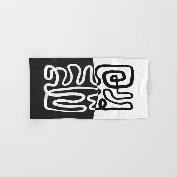 ABSTRACTION 01 | Black and White Abstract Series Bath Towel Gallery Image 1