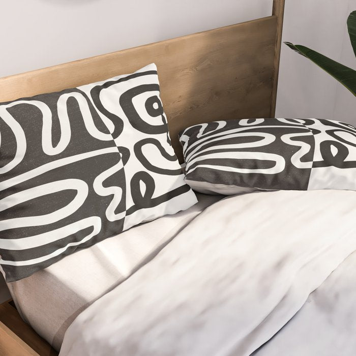 ABSTRACTION 01 | Black and White Abstract Series Pillow Sham Gallery Image 2