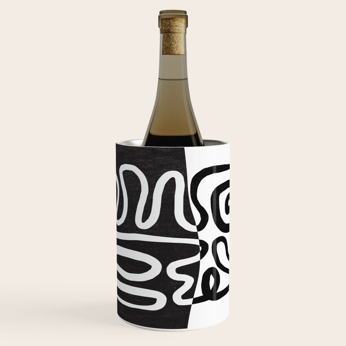 ABSTRACTION 01 | Black and White Abstract Series Wine Chiller Gallery Image 1