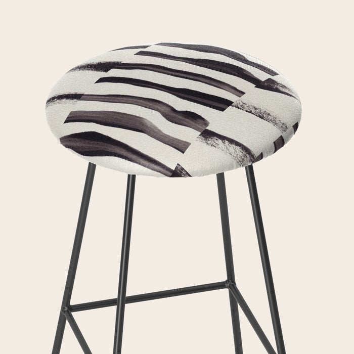 Black & White Abstract Collage #2 Stool Gallery Image 2