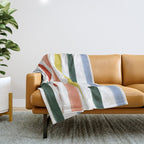 Classic Summer Watercolor Stripes Throw Blanket Gallery Image 1