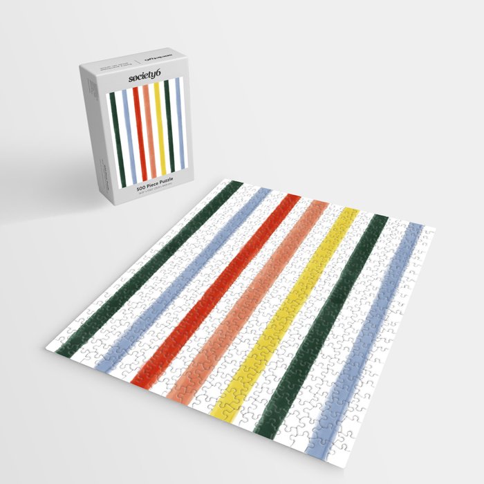 Classic Summer Watercolor Stripes Jigsaw Puzzle Gallery Image 2