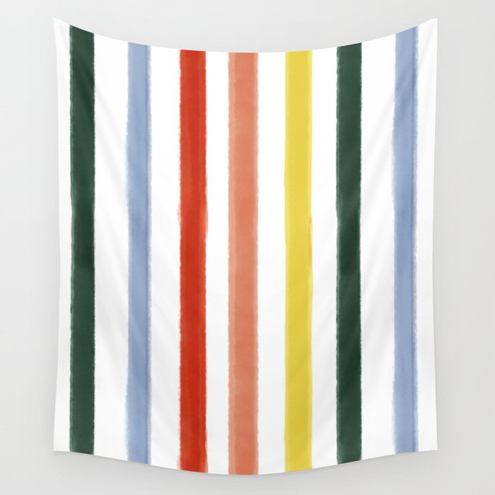 Classic Summer Watercolor Stripes Wall Tapestry Gallery Image 4