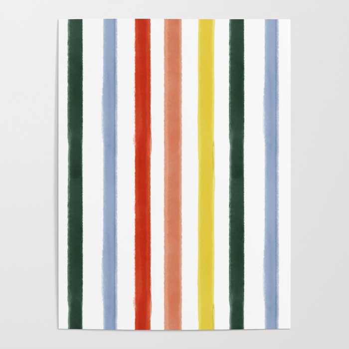 Classic Summer Watercolor Stripes Poster Gallery Image 4